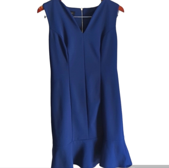 AB Studio Fit & Flare Navy Blue Below the Knee Dress 4 Sleeveless - Picture 1 of 6